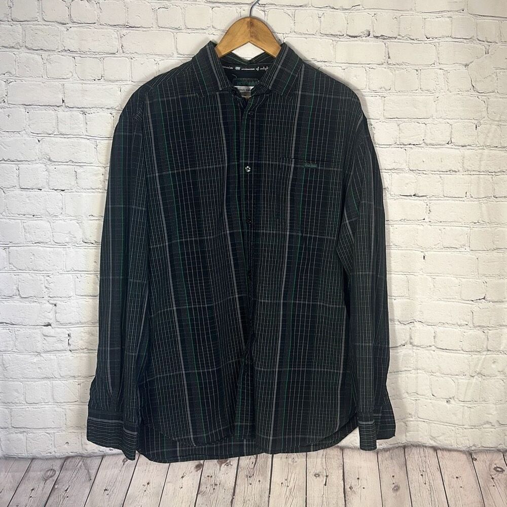 Ecko Unitd‎ Mens L Large Shirt Button Front Plaid Green  Black Cotton Classic
